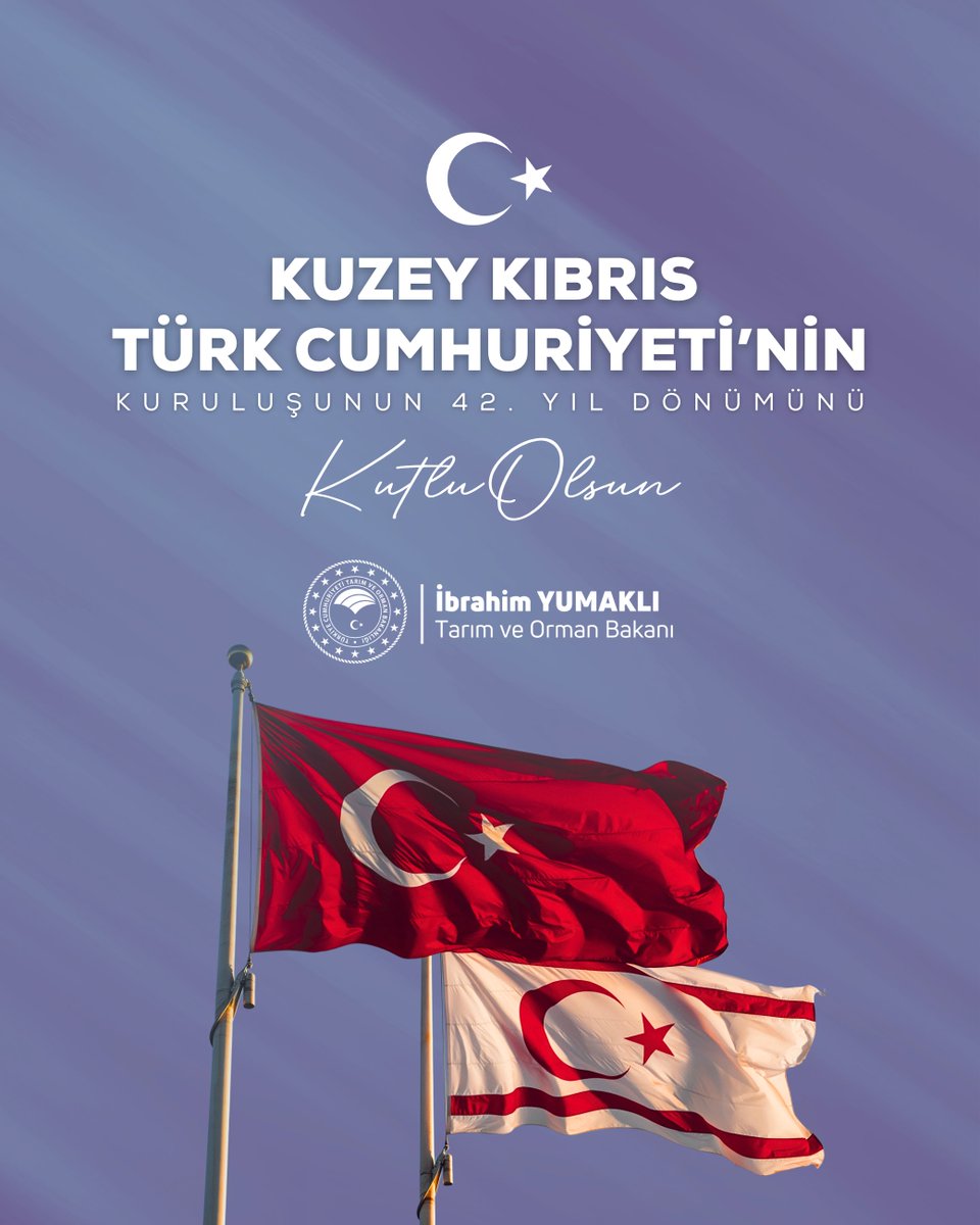 🇹🇷 Kuzey Kıbrıs Türk Cumhuriyeti’nin kuruluşunun 42. yıl dönümünü yürekten kutluyorum.

Kıbrıs Türkü’nün özgürlük mücadelesi, cesareti ve kararlılığıyla filizlenen bu onurlu yürüyüş, bugün bağımsızlıkla taçlanmış bir devletin gururudur.

Bu vesileyle KKTC'nin özgürlüğü ve