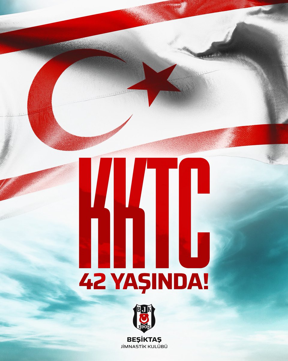 Besiktas's tweet image. Kuzey Kıbrıs Türk Cumhuriyeti&apos;nin 42. kuruluş yıl dönümü kutlu olsun. 

Büyük mücadelelerle kurulan KKTC’nin bağımsızlığı için şehit ve gazi olan kahramanlarımızı saygıyla ve rahmetle anıyoruz. 

#KKTC42Yaşında
