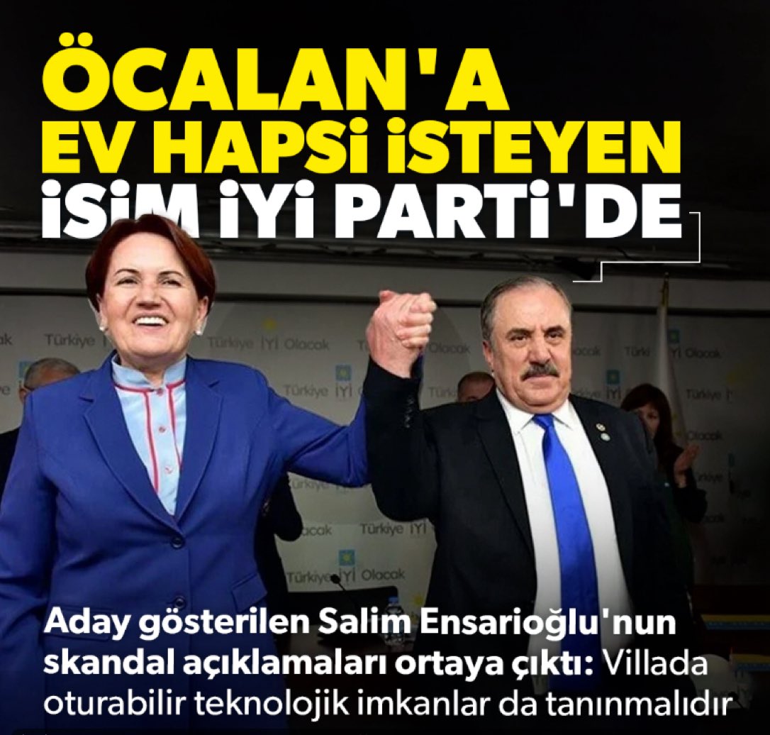 Amerika’da psikolojik harekât eğitimleri alan ve bu eğitimlerle sivil hayatta toplumsal etki bulmaya çalışan Orkun Özeller, Meral Akşener’in danışmanıydı.

Danışman iken Öcalan’ın ev hapsine çıkarılmasını destekleyen Salim Ensarioğlu ise İYİ Parti’den milletvekili adayı oldu ve