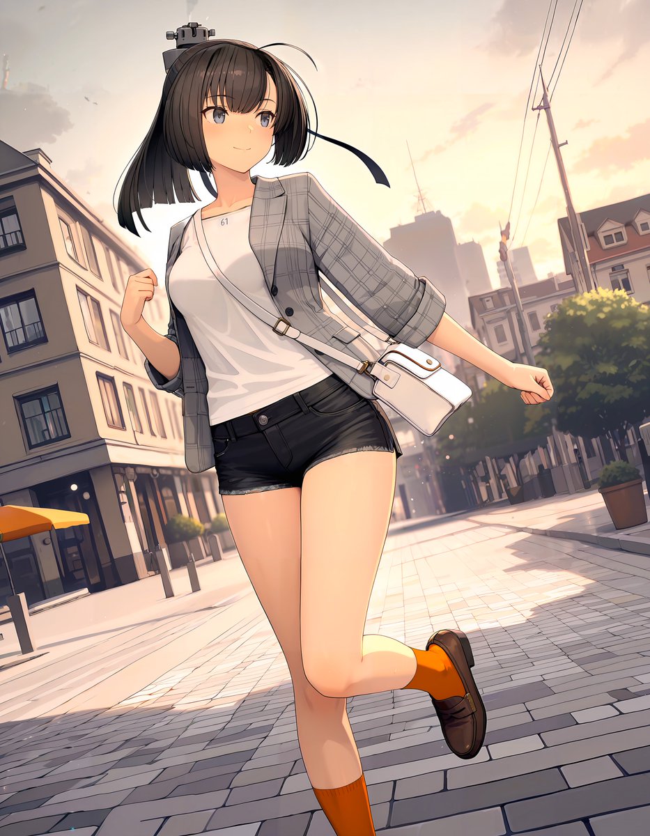 【あき】イラストオーダー 秋月「秋刀魚美味しかった～」(◦ˉ ˘ ˉ◦) #艦これ #AIイラスト #AIart