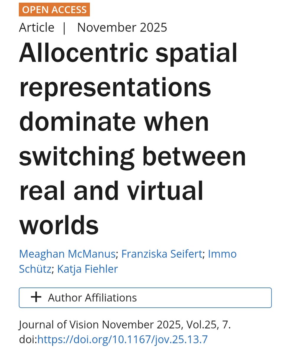 Have you ever been using VR and walked into a wall? Check out our latest paper where we investigate this topic! <a href="/ARVOJOV/">Journal of Vision</a> 
jov.arvojournals.org/article.aspx?a…
…