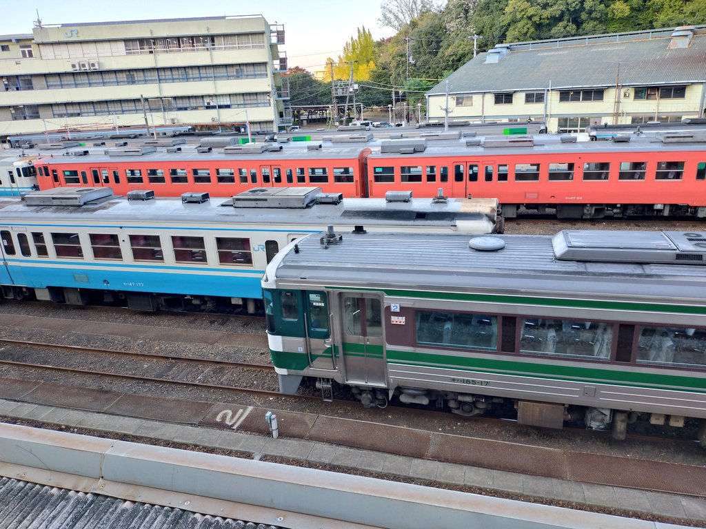徳島駅に戻って来て、木造跨線橋から運転所(車庫)を眺める…なんだか