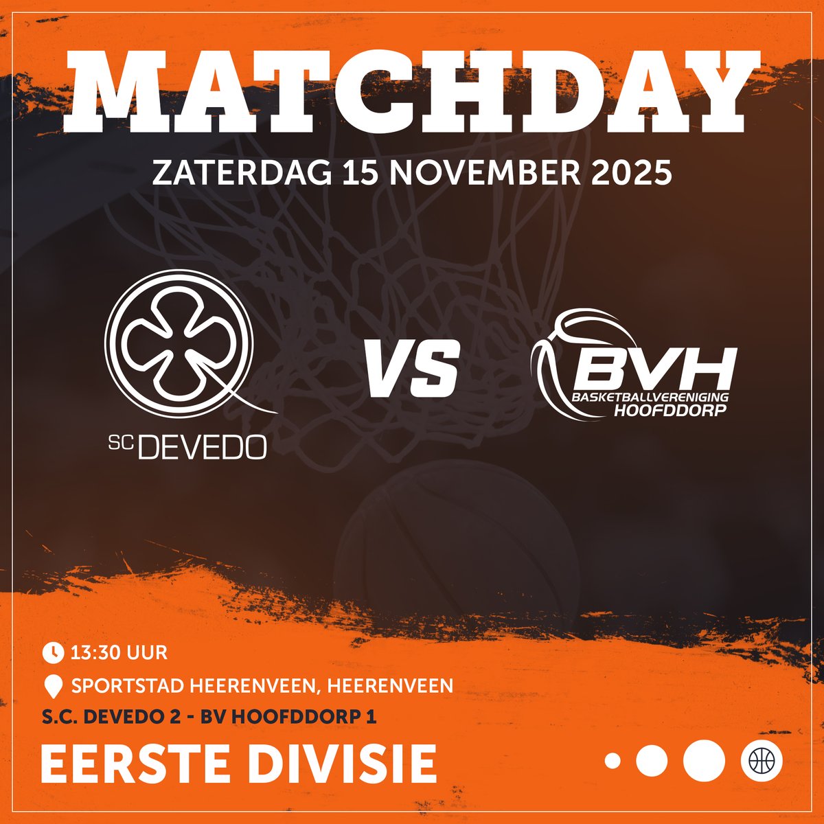 #MATCHDAY Vandaag speelt DeVeDo 2 in Heerenveen om 10:00 uur tegen Dyna '75 1 en om 13:30 uur tegen BV Hoofddorp 1. #rolstoelbasketbal #eerstedivisie