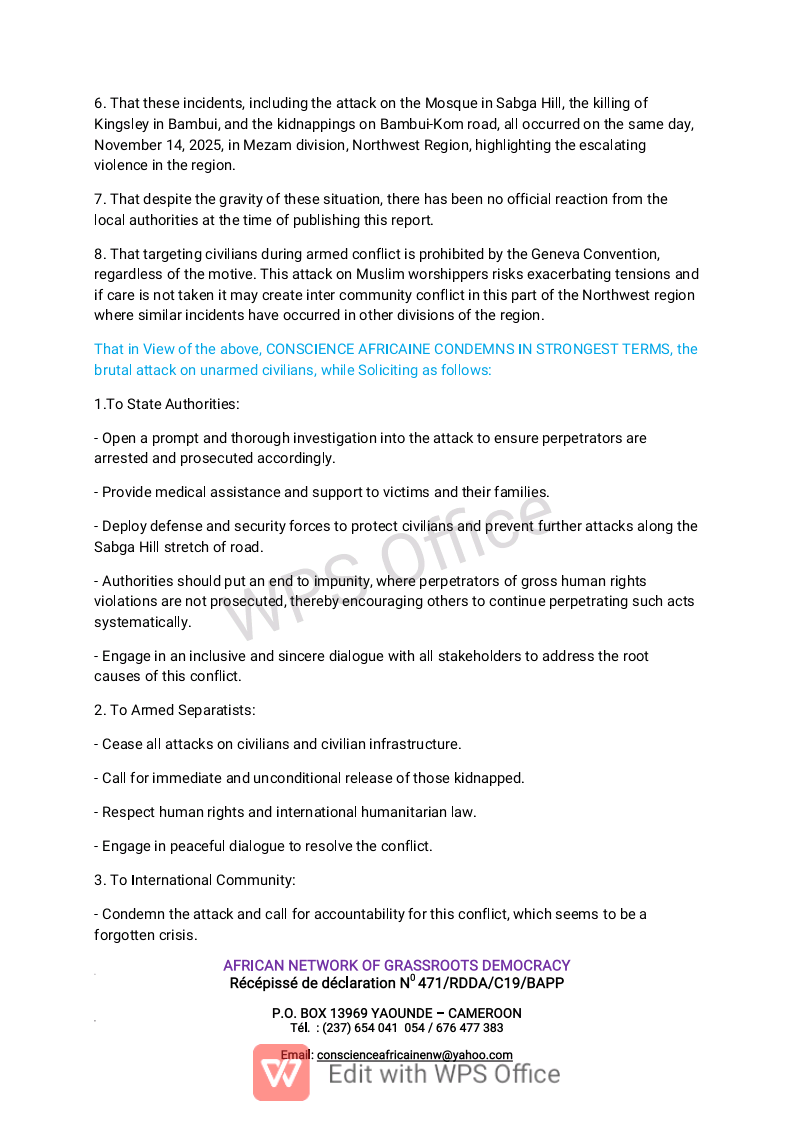 AmaduTarnteh's tweet image. BLOODSHED IN HOLY PLACE: UNKNOWN ARMED MEN ATTACK MOSQUE IN #CAMEROON NORTHWEST REGION, LEAVING 3 WORSHIPPERS  DEAD AND MULTIPLE OTHERS WOUNDED
#EndAnglophoneCrisis 
@CRTV_web 
@MincomCameroun 
@mindefcm 
@CanadaCameroon 
@PRC_Cellcom 
@USEmbYaounde 
@UEauCameroun 
@UKinCameroon