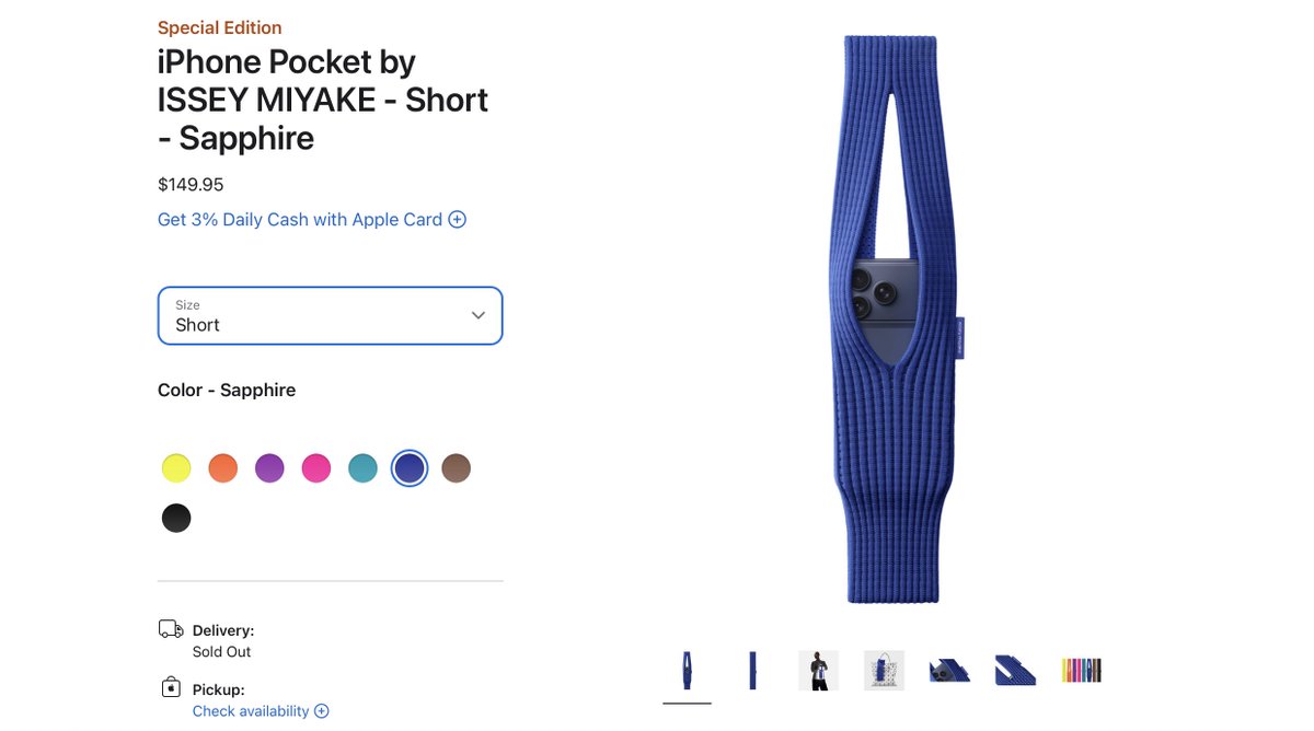 iPhone Pocket by ISSEY MIYAKE ショート サファイア Apple has