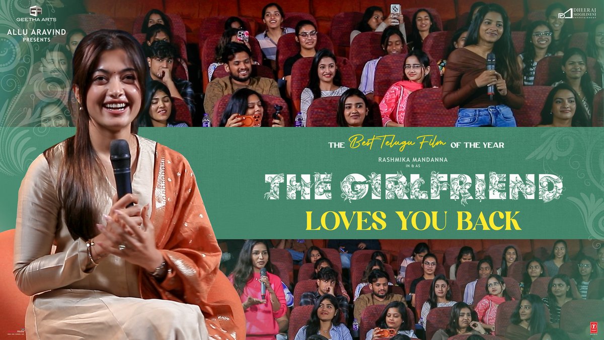 GeethaArts's tweet image. A heartwarming conversation between the fans of #TheGirlFriend &amp;amp; @iamRashmika ❤️ 

Watch it now!
▶️ youtu.be/hiH9IoO90BU 

Book your tickets for THE BEST TELUGU FILM OF THE YEAR now!
🎟️ linktr.ee/TheGirlFriendT…

@iamRashmika @Dheekshiths @23_rahulr @ItsAnuEmmanuel…