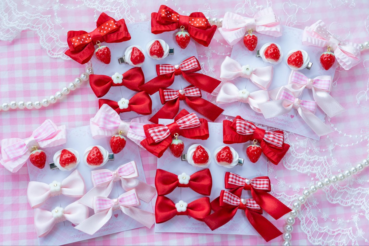 いちごヘアクリップセット🍓🎀 いろんなヘアアレンジに大活躍！💓