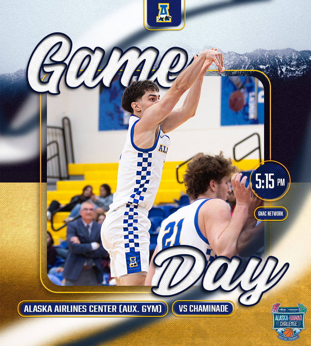 NanooksMBB's tweet image. We kick off the Alaska/Hawaii Challenge this afternoon vs. Chaminade!

📺 bit.ly/4qYNl0Y
📊 bit.ly/48gdWz9
⏰ 5:15 p.m.
📍 Alaska Airlines Center (Aux. Gym)
🌎 Anchorage, Alaska

#NanookNation x #gnacmbb