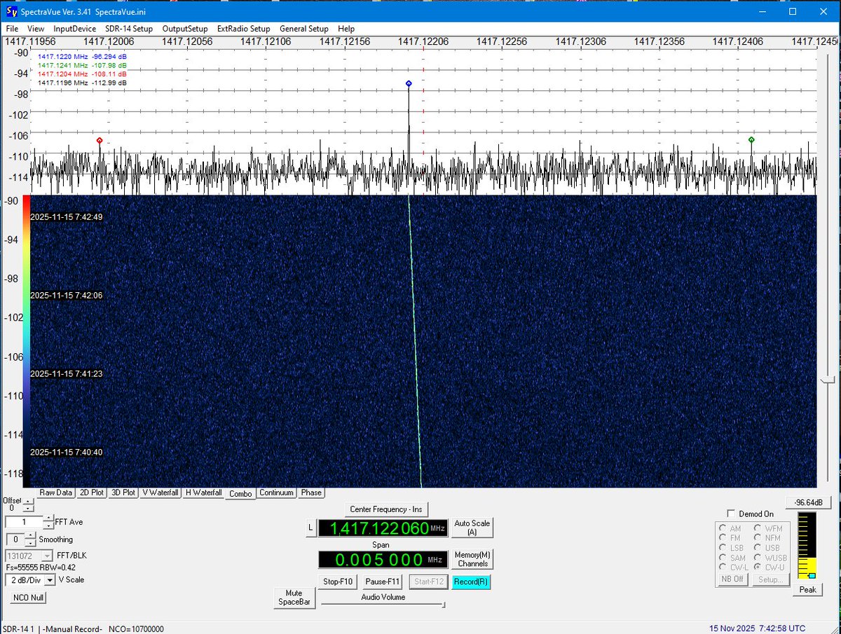 ESCAPADE signal at 8417.122 MHz launched two days ago with the New Glenn, headed toward the L2 Lagrange point and then on to Mars