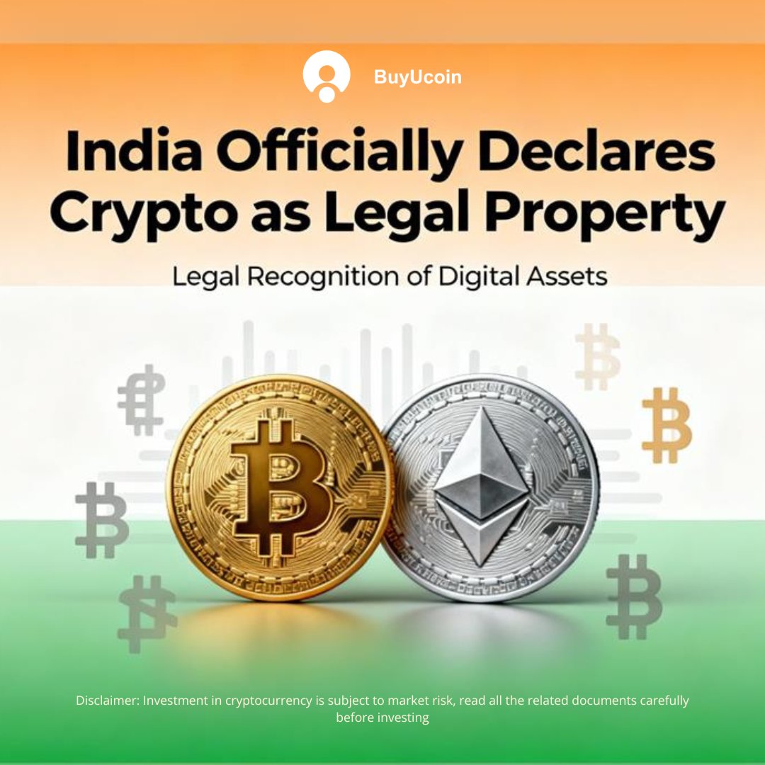 Big win for Indian crypto users! #Bitcoin, #Ethereum & more now recognized  as legal property. 🙌 #CryptoIndia #BuyUcoin