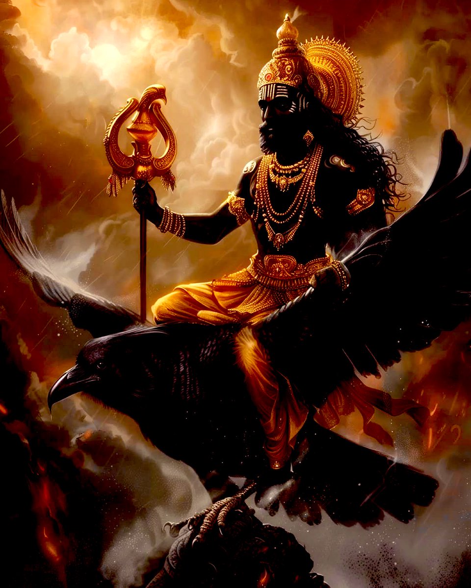 Sumita327's tweet image. When Even Bhagwan Surya Bowed to Shani Deva…! 🔥

Surya Deva - the radiant giver of life.
Shani Ji - the slow, shadowed lord of karma.
A father of blazing light.
A son born from stillness, restraint, and justice….! 
Their story isn’t a simple tale.
It’s cosmic law in disguise.…