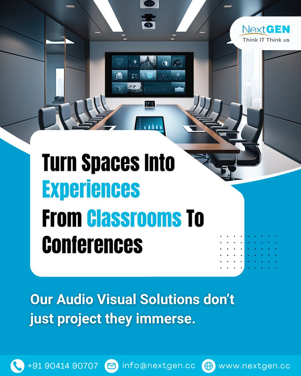 NextGenera78667's tweet image. We transform classrooms, auditoriums, and meeting spaces into interactive, immersive environments where every sound, every image, and every moment connects with impact.
#NextGen #AudioVisualExperience #SmartSpaces #AVIntegration #ImmersiveLearning #India  #ConferenceTech