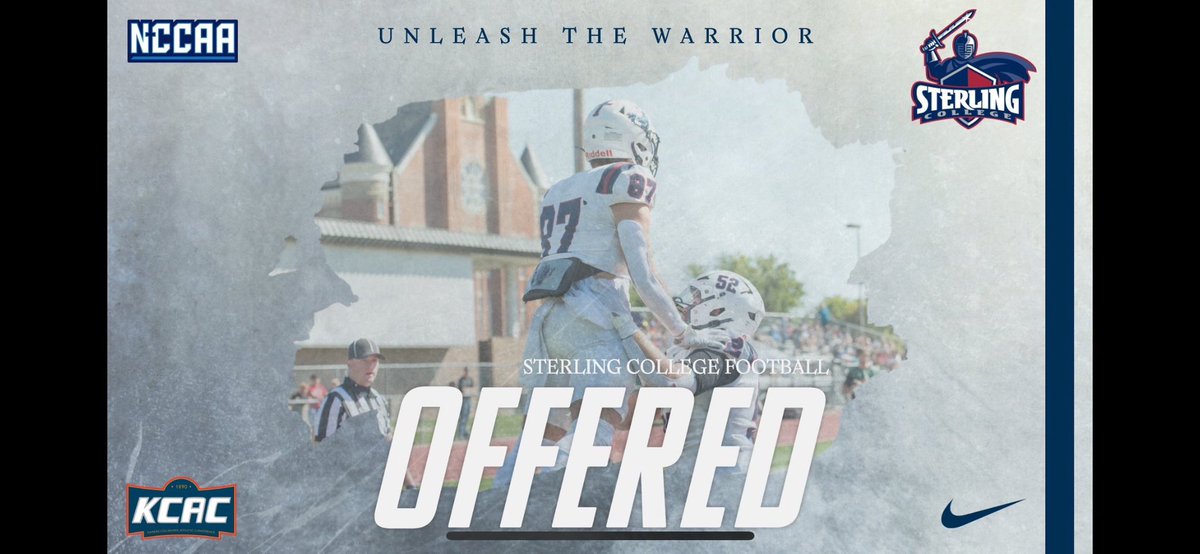 Blessed to receive an offer from
<a href="/CoachSandersSC/">Brenden “B” Sanders</a> 
<a href="/SCWarriorFB/">Sterling College Football</a> Thankful to play on a great team with awesome teammates &amp; coaches. Let’s finish this!!! <a href="/CoachLangfordSC/">Reggie Langford</a> 
<a href="/KjarEric/">Eric kjar</a> <a href="/CODY_GARDNER/">Cody Gardner</a> <a href="/CCHSFOOTBALL_/">CornerCanyonFootball</a> <a href="/CoachRodregisS/">Rodregis Smith</a> <a href="/TheCoachLong/">Coach Long 🏈</a> <a href="/mjfrecruits/">MJF Football Recruiting</a>
#unleashthewarrior
#swordsup