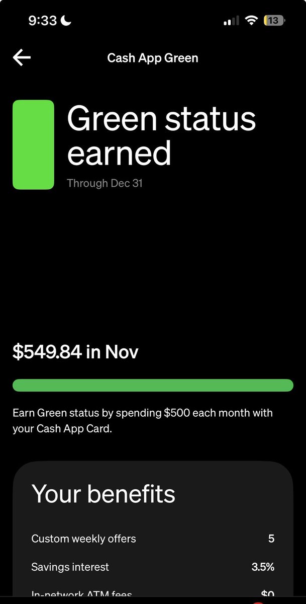 Finally hit green status on Cash App time to celebrate <a href="/CashApp/">Cash App</a> #cashappgreen $ITSBRNBL