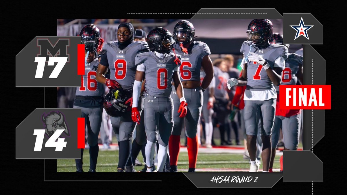 Muscle_ShoalsFB's tweet image. Down go the Champs! Trojan defense pitches yet another 2nd half shutout and for the second year in a row we take out the defending champs!