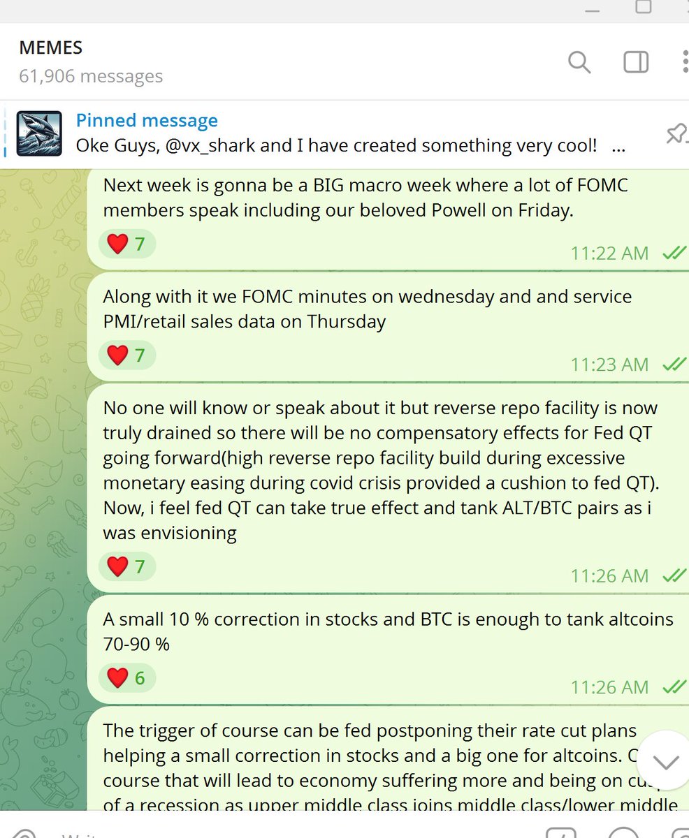 vx_shark's tweet image. Since Q2, i was preparing people to expect liquidity crisis like a reverse repo 2019 like spike in Q3 2025, hence was so firm in macro short altcoin thesis and hence people in my group are making generational wealth NOW. But it is not alpha to speak about it after event happens.