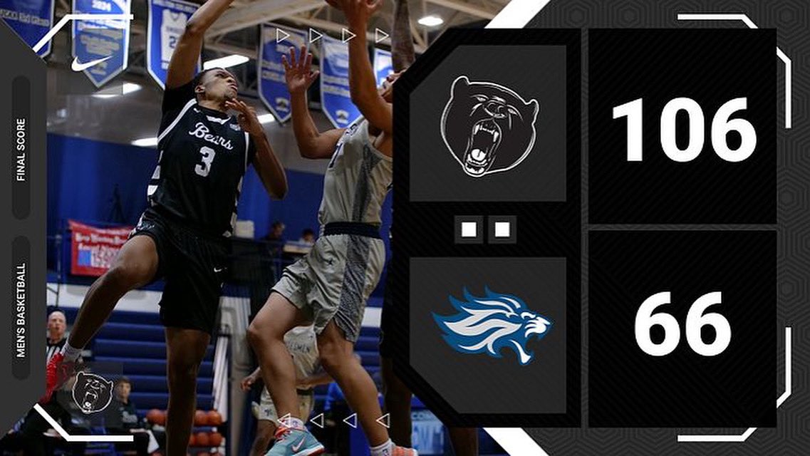 Bears move to 5-0 with a 106-66 win over Community Christian (MI.) 
Next up : TOMORROW at 3PM v Edison St. 
#BearDown🐻⬇️