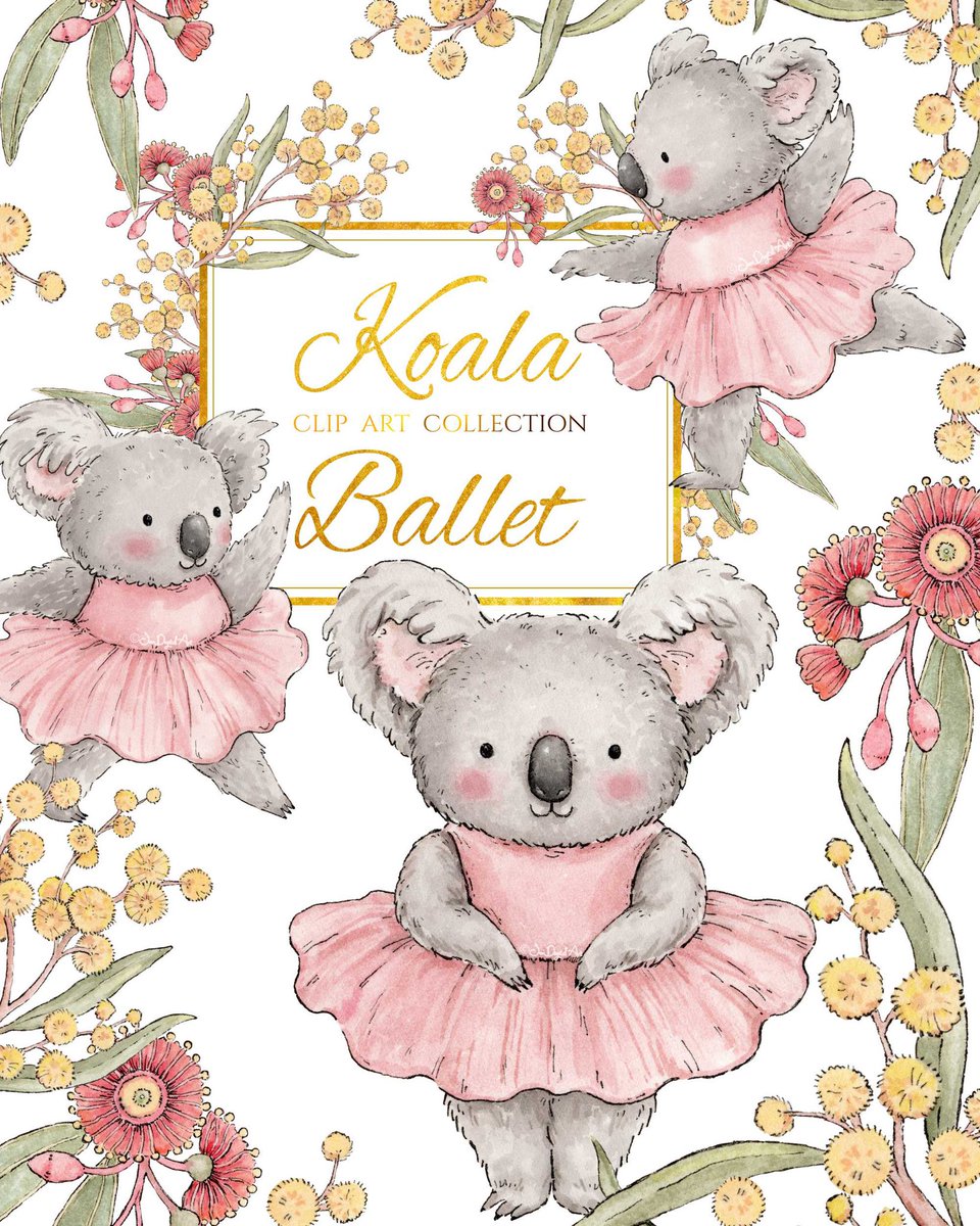 JenDigitalArt's tweet photo. New clip art, “Koala Ballet” is now available on Etsy!

Hand painted in watercolour, this mini set includes 8 images, perfect for creating cute designs and printed gifts for that little ballerina. 😉🩰🐨🎀

🔗 https://t.co/8QQp594vMH https://t.co/kf5QVGCbnY