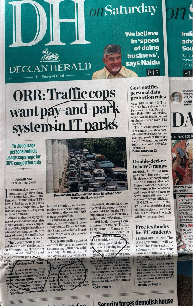 srinualavilli's tweet image. Our city seems to be moving in the right direction finally by looking at “demand” side and focusing on how to reduce personal vehicles.  Though many have been crying hoarse for years, we never saw “Paid Parking” occupying headlines!  Never saw demands made on “Corporates” 

The…