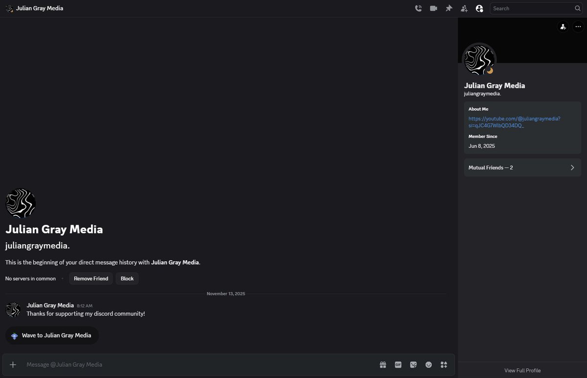JulianGray's tweet image. FYI, a discord scammer is abusing my likeness and has been for several weeks to crypto-scam my fans by pretending to be me. PLEASE be careful. 

@discord have chosen to do nothing after hundreds of my fans and friends have reported the account, so I'm not sure how to help.