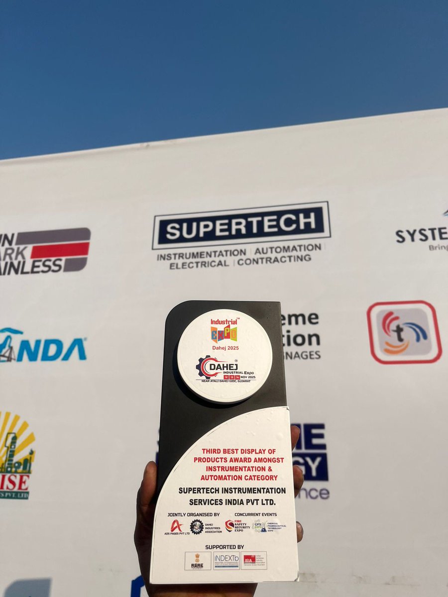 SupertechInstr1's tweet image. We did it! 🎉🏆
SUPERTECH wins the Third Best Display of Products Award + a special appreciation trophy at Dahej Expo 2025!
Thank you for the support!
#Supertech #DahejExpo2025