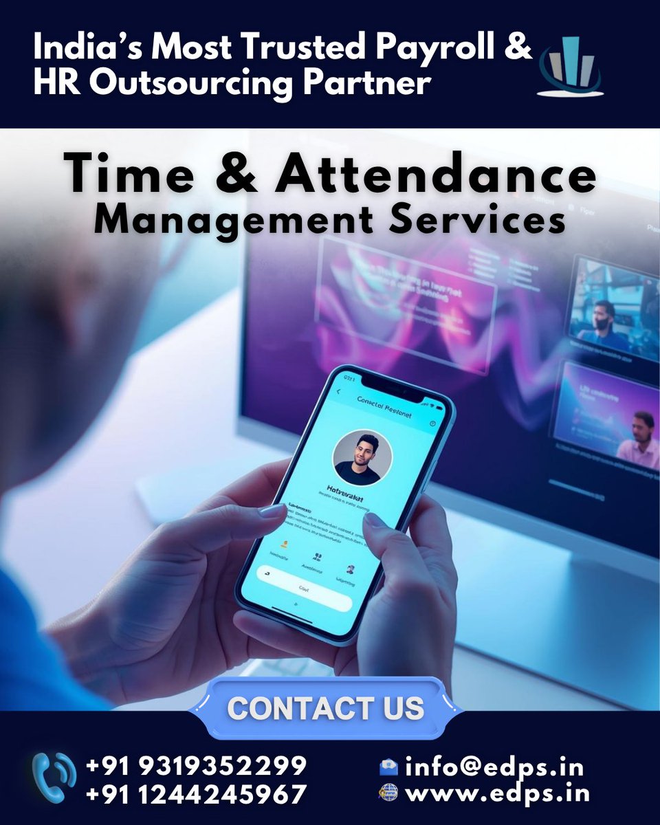 edps_services's tweet image. Smart Time &amp;amp; Attendance Services
📩 info@edps.in |  🌐 edps.in |  📞 093193 52299
Automate employee attendance with accurate, real-time tracking.
Reduce manual errors and streamline workforce productivity effortlessly.
Hashtags:
#TimeAndAttendance #HRAutomation