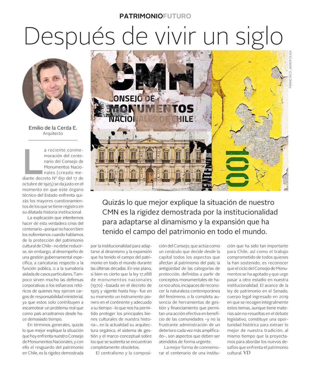 En la columna de Emilio de la Cerda, la crisis del CMN en su centenario: “Quizás lo que mejor explique su situación es la rigidez demostrada por la institucionalidad para adaptarse al dinamismo y la expansión que ha tenido el campo del patrimonio en todo el mundo”. Lee aquí: