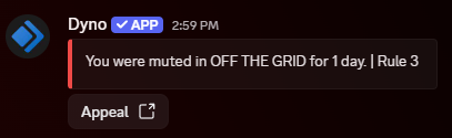 So, earlier today I got banned in the <a href="/playoffthegrid/">Off The Grid</a> Discord.

It was because of Rule 3, which is about being disrespectful.  I was only giving feedback on the game.  I've heard a lot of others being banned for similar things.

Please fix your Discord management.
<a href="/VladK133/">Vlad Korolev</a>