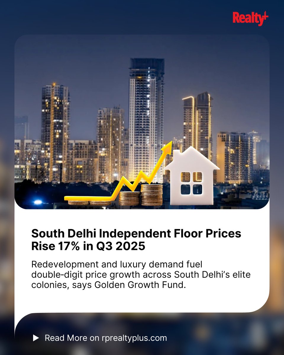 RPRealtyPlus's tweet image. South Delhi’s luxe floors just got even pricier and the demand isn’t slowing down.

Read more: rprealtyplus.com/news-views/sou…

#SouthDelhi #LuxuryRealEstate #DelhiProperty #IndependentFloors #MarketTrends #RealEstateNews #PremiumHomes #RealtyPlus