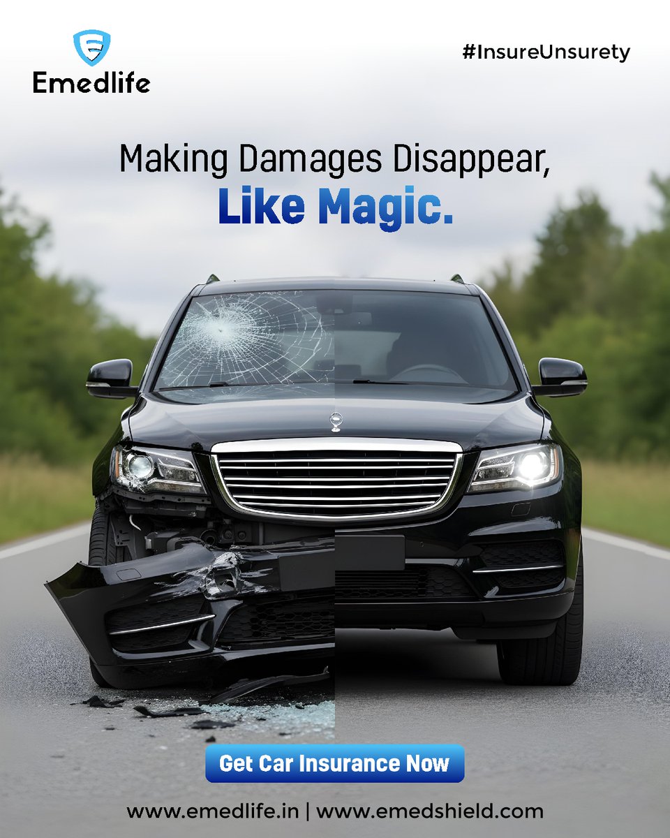 EmedlifeB's tweet image. Crashes happen, but the stress doesn’t have to stay. 🚗✨  With Emedlife Car Insurance, damages vanish like magic!
🌐 emedlife.in | emedshield.com
 #CarInsurance #DriveSafe #SmartProtection #InsureUnsurety #emedlife