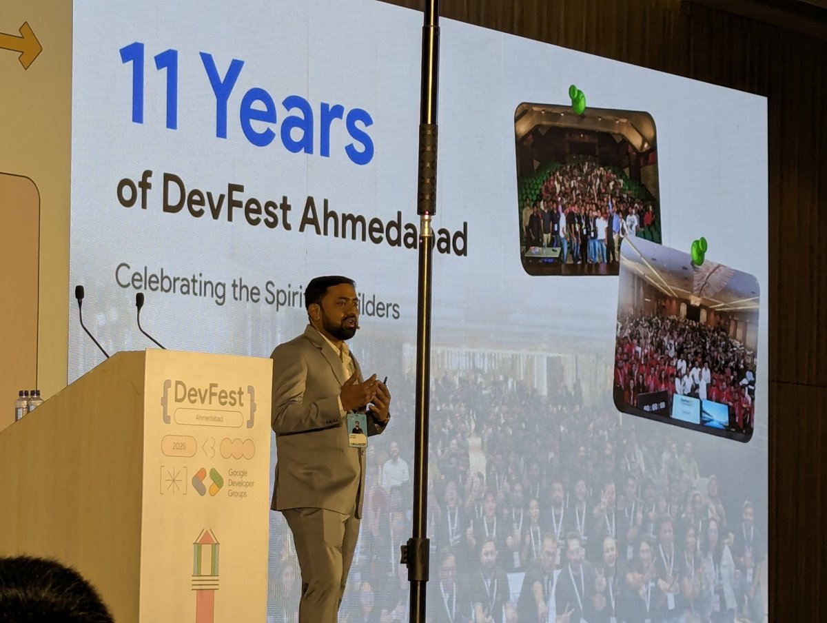 pranaypatel_'s tweet image. Opening #Keynote  by @pareshmayani  (CEO, @SolGuruz) at #DevFestAhm 2025. He will unpack how AI is changing how teams design, build, and scale products, with real tactics you can apply tomorrow. 
#GDGAhmedabad  #DevFest2025 #AI #ProductEngineering #GDG
