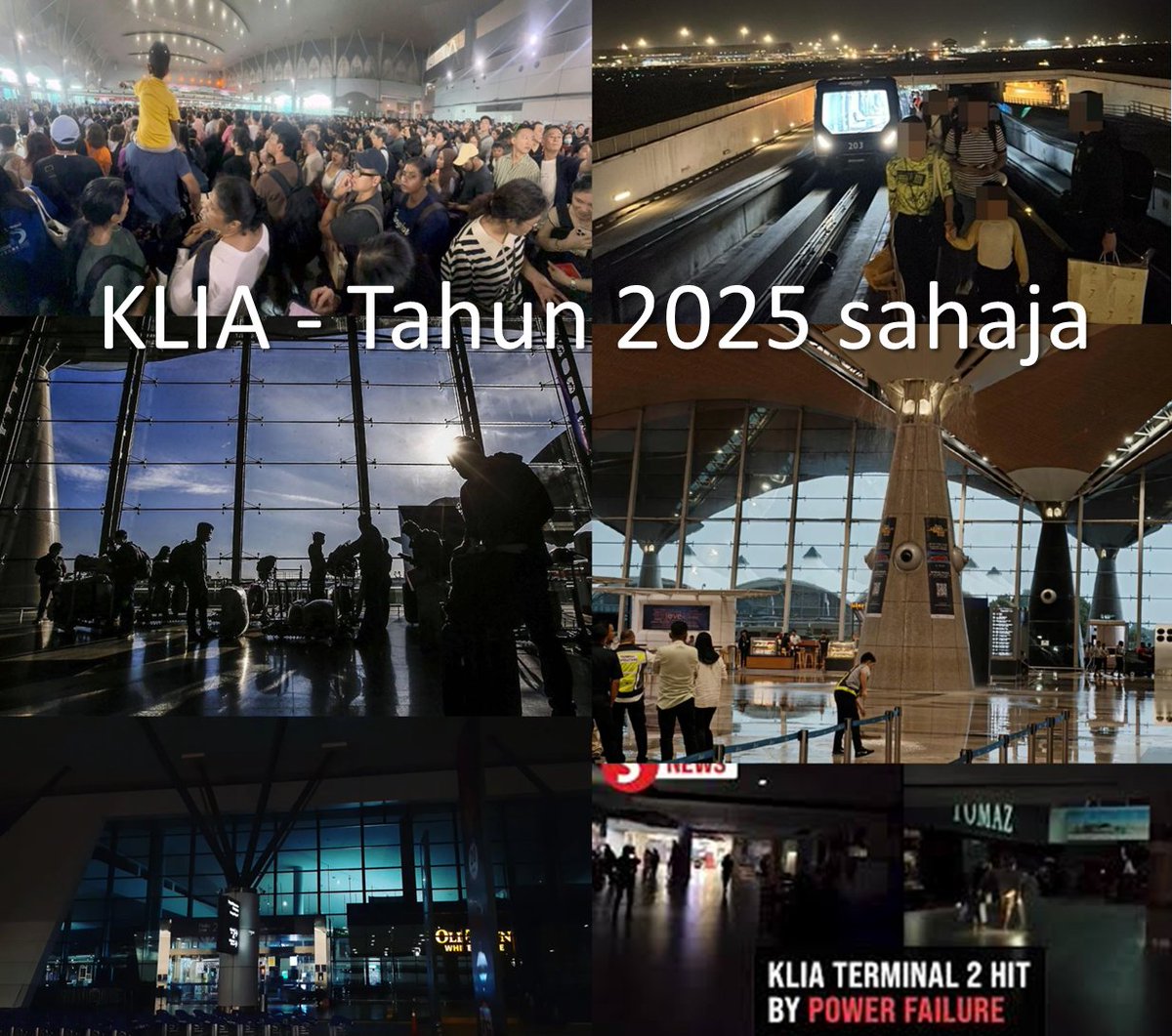 2025 has already been a mess:
- KLIA1 and KLIA2 autogates down for days
- Aerotrain breaking down more than 21 times
- Repeated blackouts in both terminals
- KLIA leaking like a waterfall yesterday

Back in the BN era, DAP would have screamed for the Transport Minister to resign,