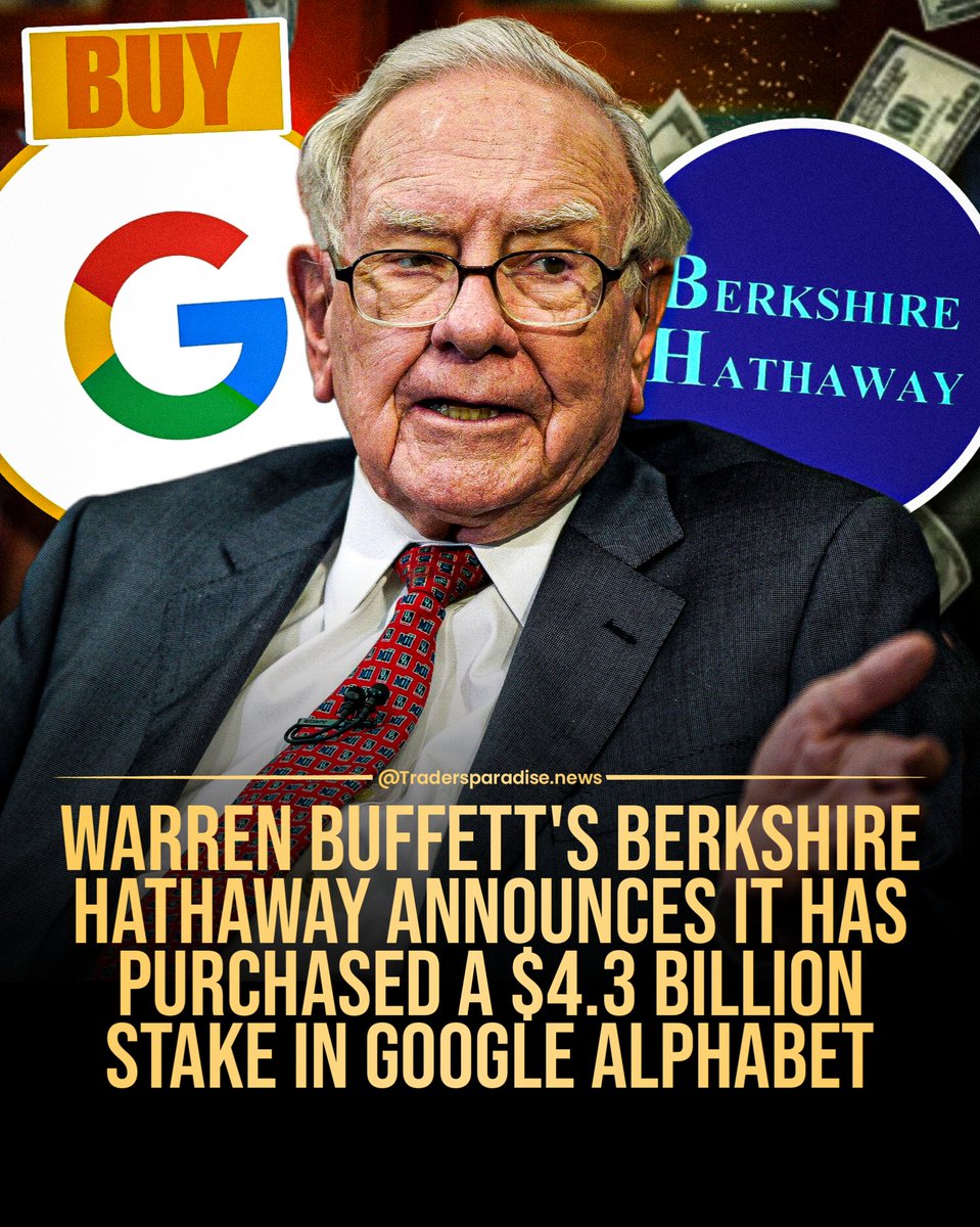 🇺🇸 Berkshire Hathaway Reveals $4.3 Billion Alphabet Stake, Cuts Apple Holdings Further

Berkshire Hathaway has disclosed a $4.3 billion stake in Alphabet, making Google’s parent company its 10th-largest equity holding as of September 30, according to its latest SEC filing.

The
