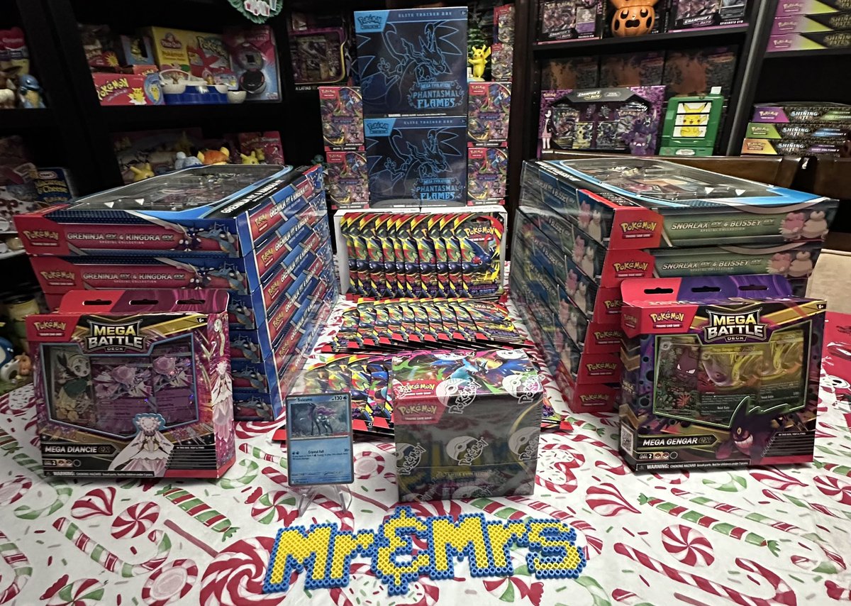 MrMrsPokemon's tweet photo. Our Black Friday Pokémon Haul!  Featuring GameStop promos, Phantasmal Flames, Walmart box deals, Mega Battle Ex decks and One PFL Booster Box! https://t.co/EiofioxiY1