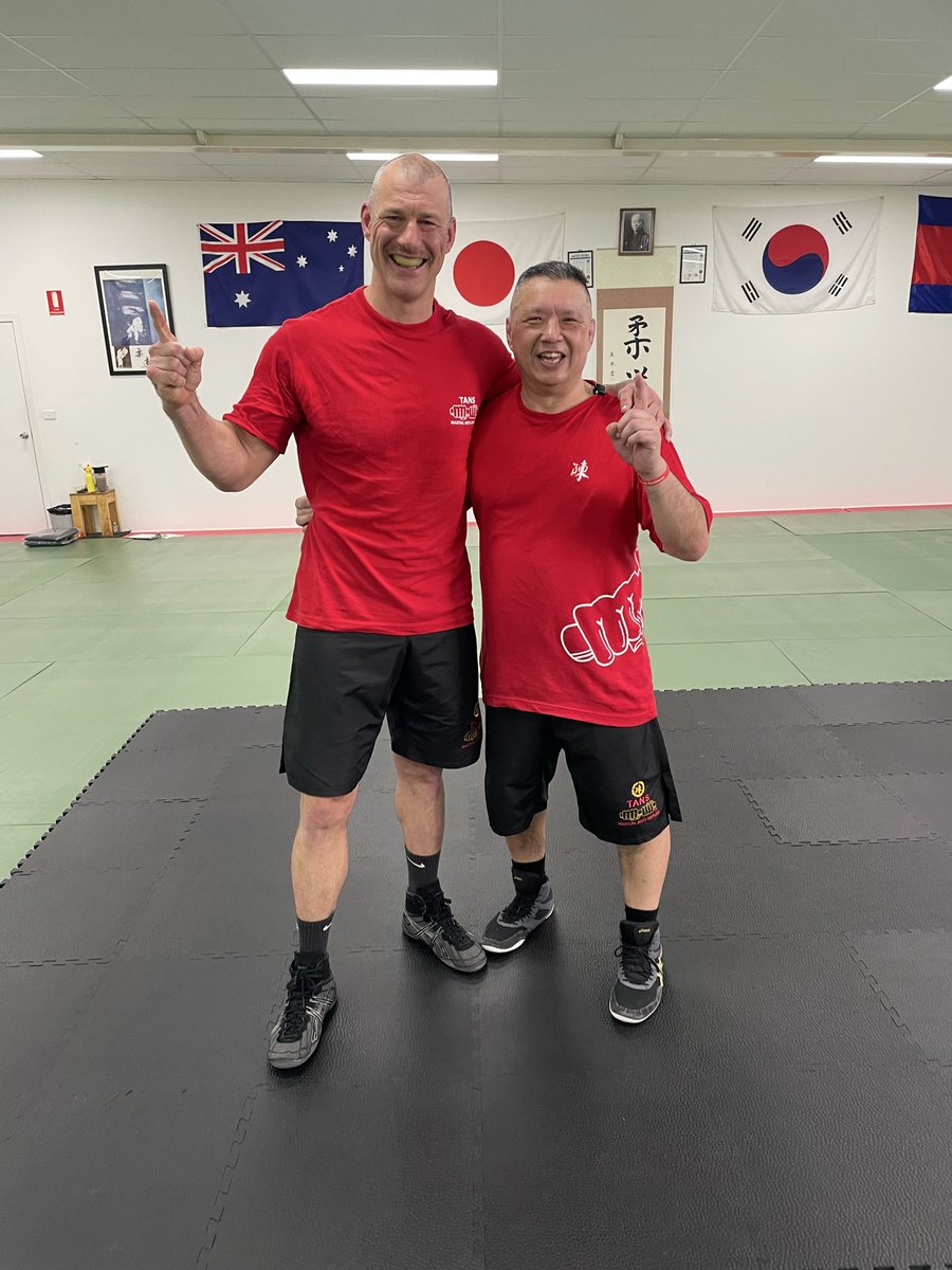 Christophershen's tweet photo. What a fantastic morning on the mats at @TansMartialArts — filming a collaboration with my Wrestling student and longstanding friend, Mick Wilson.

A huge thank you to Catherine and her family at TANS Martial Arts for inviting me to collaborate.

📸 (Photo shared with permission) https://t.co/jdmEHaMnf6