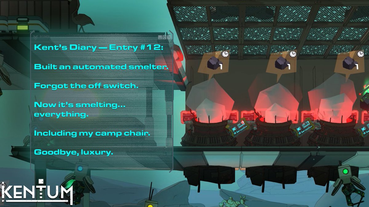 VPublishing_'s tweet image. Automation is great until it eats your favorite chair. Now it’s eating better than I am. 

Play Now: kentumgame.com
#Kentum #SurvivalGame #AutomationGame #BaseBuilding #CraftingGames #AutomationFails ##IndieDevHumor