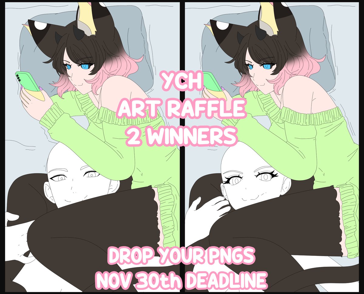 Guess what? ART RAFFLE TIME!!
Yes I am this clingy~
✨ 2 WINNERS✨
💖1 Fem presenting
💘1 Male presenting

To Enter:
💗Follow
🔃 Repost
💞 Drop your PNG!
