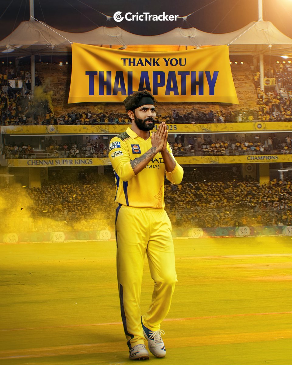 Cricketracker's tweet image. A champion leaves, but the legacy stays forever. 

Thank you, @imjadeja 💛

See you soon in 🩷