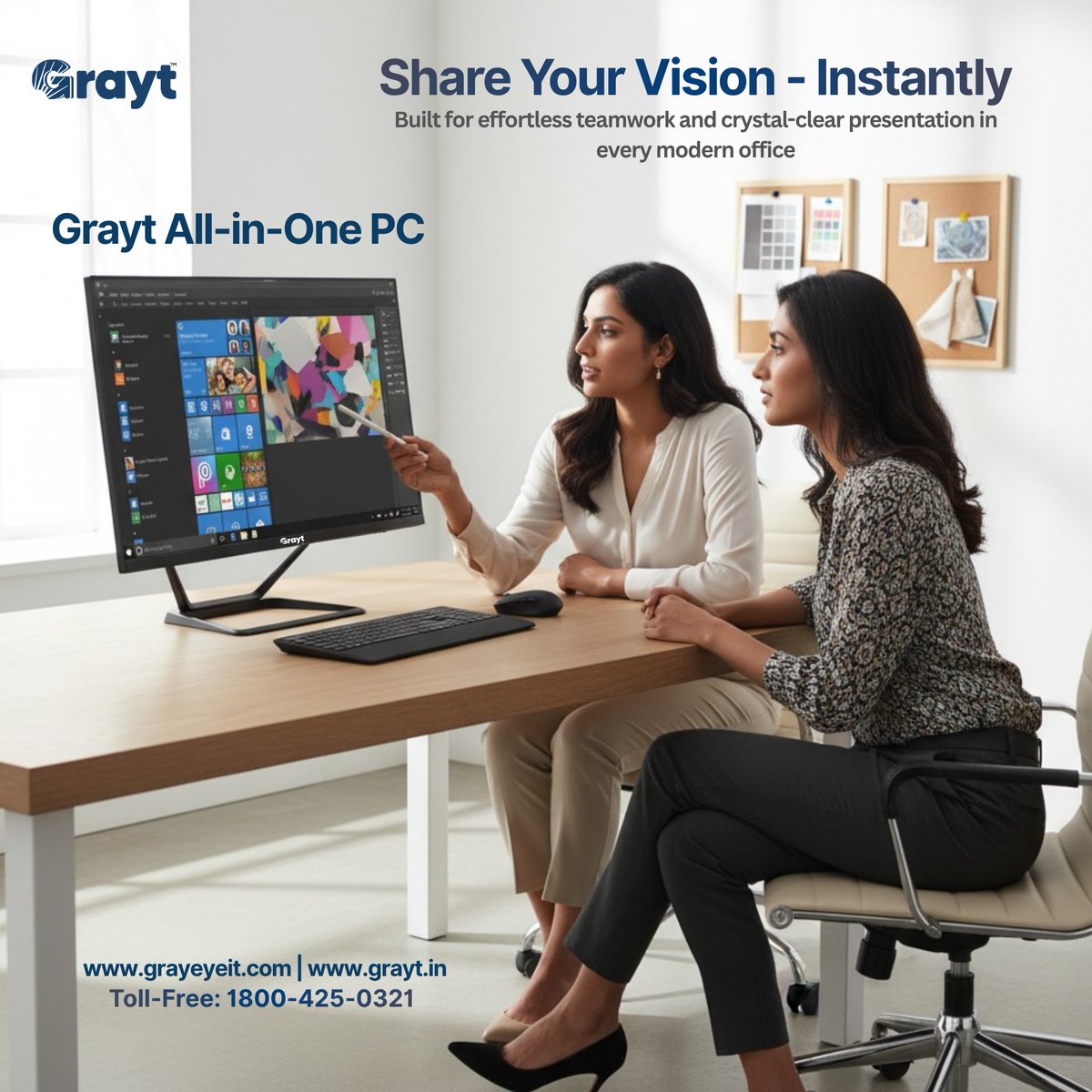 Grayeyeit's tweet image. Share Your Vision - Instantly. 
The Grayt All-in-One PC is built for effortless teamwork &amp;amp; crystal-clear presentations in the modern office.
 grayt.in | grayeyeit.com

#GraytAIO #AllInOne #OfficeTech #NewPC #ProductivityHack