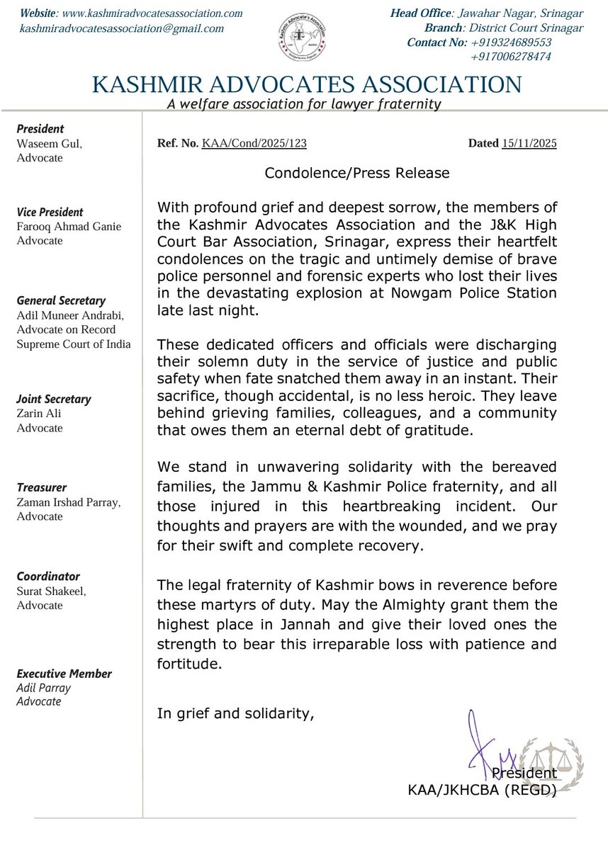 Kashmir Advocates Association tweet media