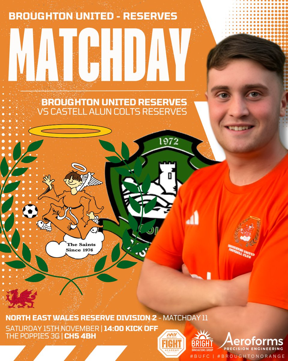 ⚽️ | Two huge games coming up as both teams look to stay top of their respective divisions🔝

The First Team host Hawarden Rangers at Airbus, whilst the Reserves welcome Castell Alun to the Poppies 3g🤝

All support is massively appreciated🫡

#BUFC⚽️ | #BroughtonOrange🟠