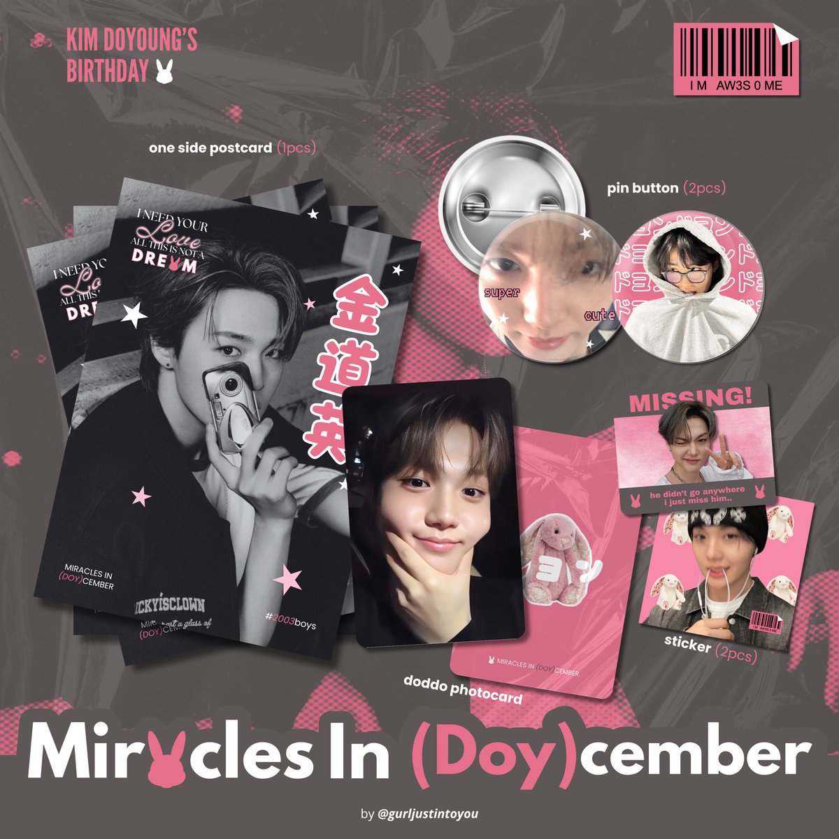 gurljustintoyou's tweet image. 𝗠𝗶𝗿𝗮𝗰𝗹𝗲𝘀 𝗜𝗻 (𝗗𝗼𝘆)𝗰𝗲𝗺𝗯𝗲𝗿 ★.ᐟ
— #김도영’s birthday freebies by @gurljustintoyou 

how to claim ?
⌗ rt &amp;amp; like this post
⌗ limited qty ; 𝙧𝙚𝙖𝙙 𝙩&amp;amp;𝙘
⌗ claim period : 25/11/2O25 — 2O.OO WIB
⌗ checkout on shopee

kindly tag me if you get one 🐰🩷