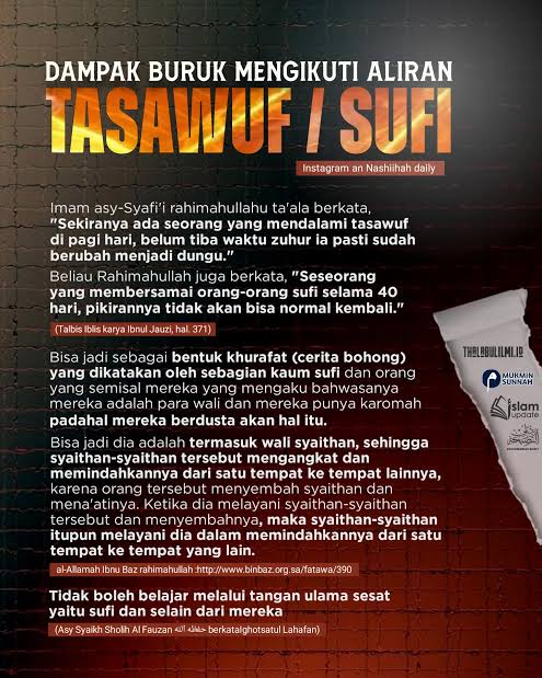 Just_Ab1's tweet image. ❌Sesatnya Ajaran #Sufi❌

Selain suka cerita2 karomah yg ga ada dasarnya, ajaran #sufi membagi manusia jadi 4 golongan:
-Syariat
-Tarekat
-Hakikat
-Makrifat

Sesiapa yg sudah makrifat, LEPAS dr hukum2 syariat, spt sholat, puasa dst.

Padahal Nabi saja tetap menjalani syariat!
