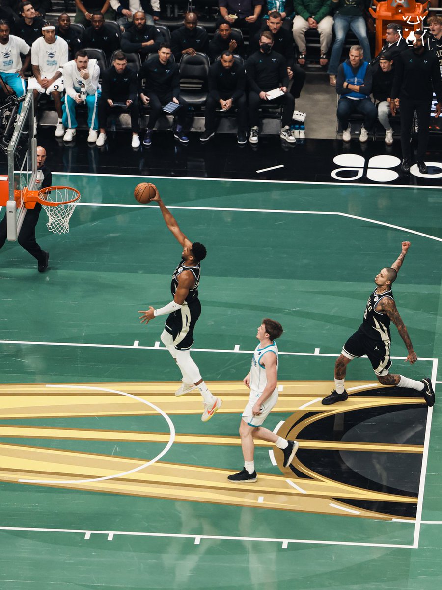 Bucks's tweet image. Kuz celebrated from the moment Giannis took off.