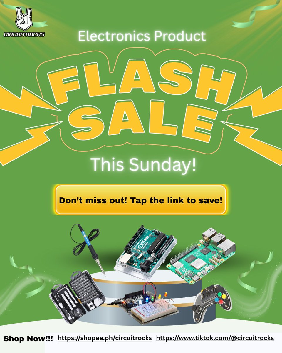 circuitrocks's tweet image. Electronics parts flash deals this Sunday! Don’t miss huge savings tap the link to save!
Visit: 
shopee.ph/circuitrocks
tiktok.com/@circuitrocks
#Circuitrocks #FlashDeals #ElectronicsSale #SundaySale #TechDealsPH #ElectronicsParts #DIYElectronics #MakerCommunity #ShopAndSave