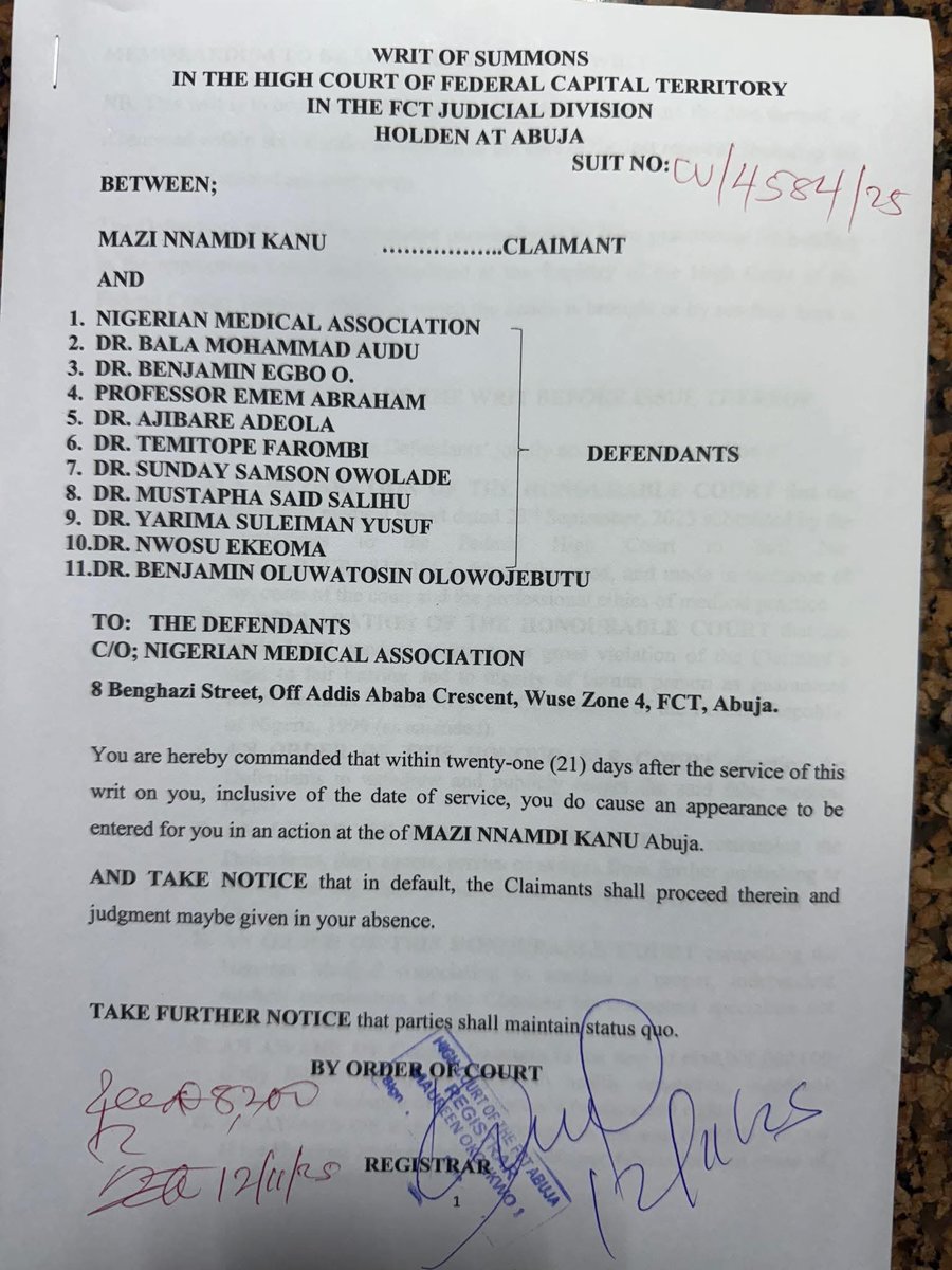 AsiaBuggar's tweet photo. Mazi Nnamdi Kanu has instituted a N550m suit against the Nigerian Medical Association for issuing a fabricated medical report against him.Why is it that every institution in Nigeria is corrupt, playing with someone's life . https://t.co/uhEJ2OG0qY