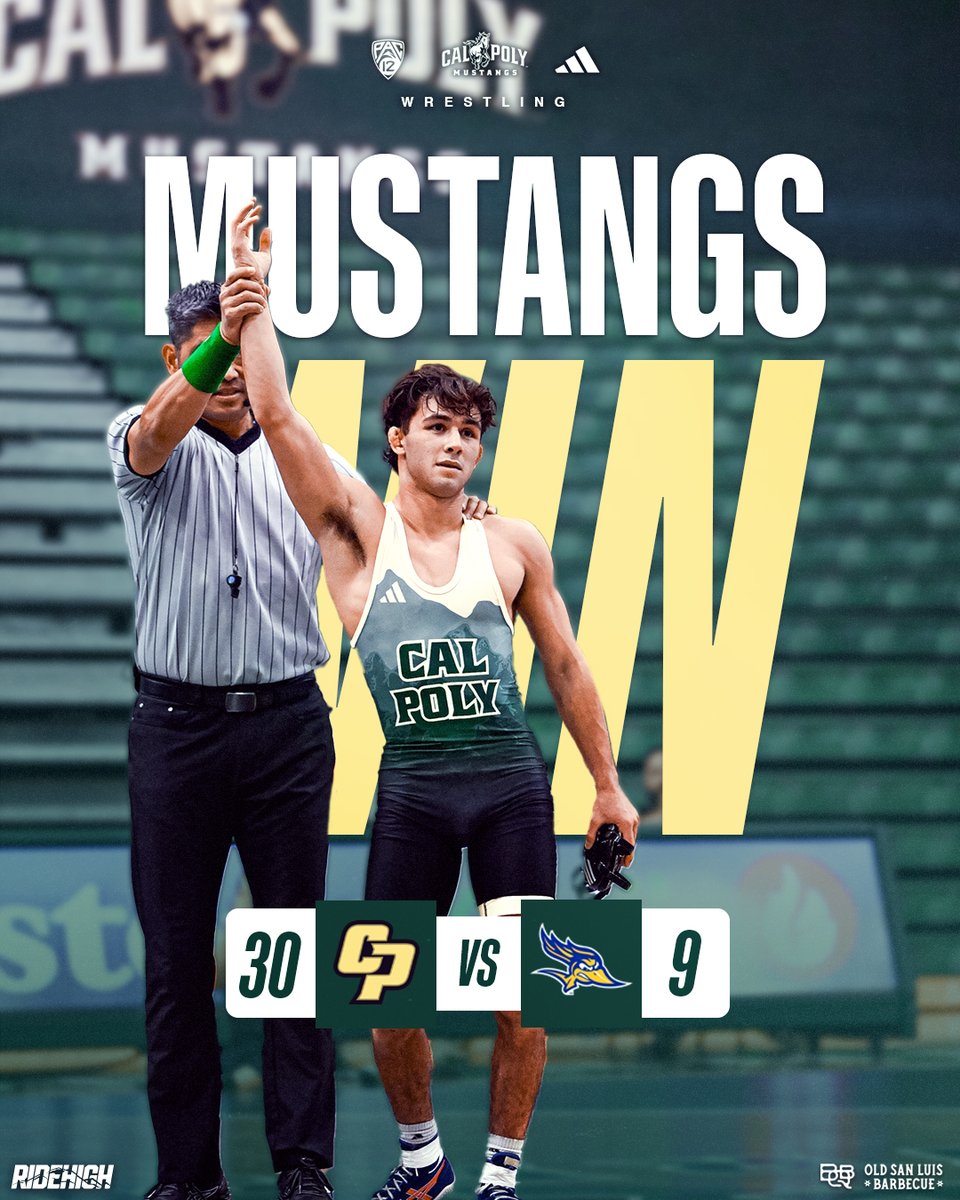 CalPolyWrestle's tweet image. Big Conference 𝕎𝕚𝕟 😤

Koda Holeman secured a ranked win over Castro-Sandoval and Tinker notched a pin as the Mustangs took the dual over CSUB 30-9!

#RideHigh | #HorsePower