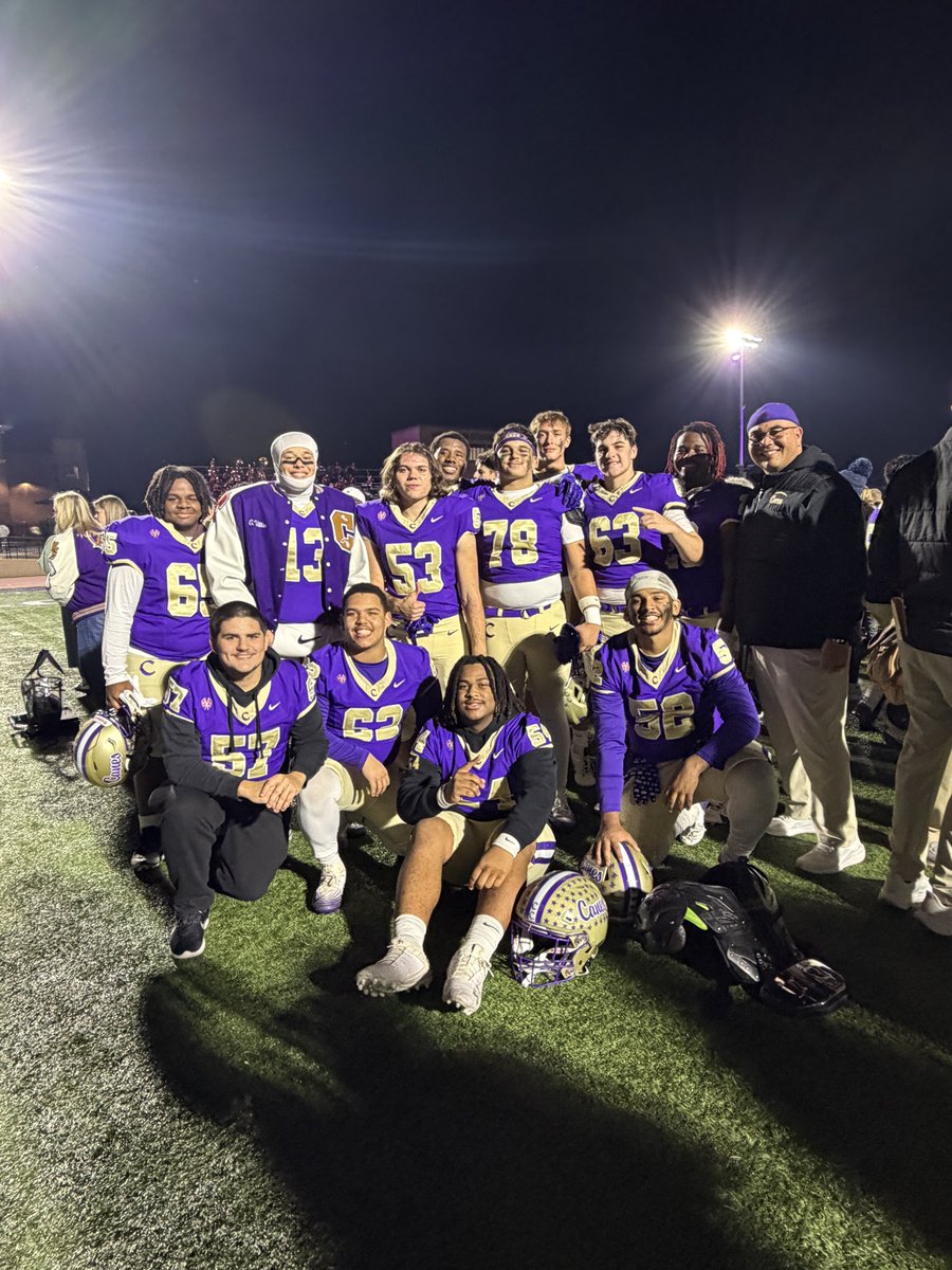 CoachCandela99's tweet photo. This group of DL (missing a couple) just earned another week of practice with a huge First Round win. So proud of them. #Canes #DLine #RaiseTheFlag https://t.co/NKyFsQwUyy