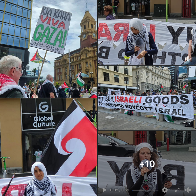 DavidRobie's tweet image. Pro-Palestine protesters in Aotearoa NZ today focused on the country's Stock Exchange, condemning many companies of #complicity with the #Israeli Genocide in Gaza. #cafepacific #Palestine #PalestineGenocide #nzprotests #week110 @JohnJohnminto @palestine  
bit.ly/3LHjY39