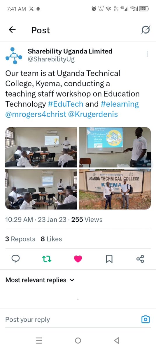 mrogers4christ's tweet image. FlashBack: Staff #EduTech workshop by @SharebilityUg at UTC Kyema, Masindi close to 3 years ago. Over 100 education technology trainings (see x.com/search?q=from%… ) across the country and have gradually grown the @EduTechTrsNet : edutechteachers.net #SharebilityEduTech